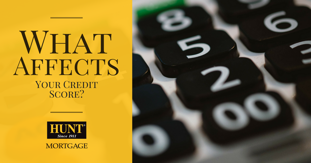 What affects your credit score? Blog header with calculator in background.